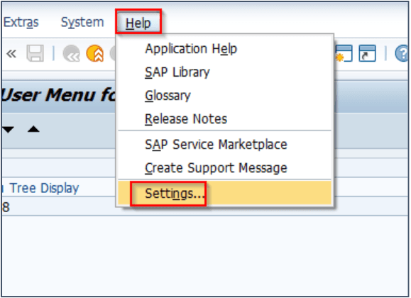 SAP GUI Settings Page