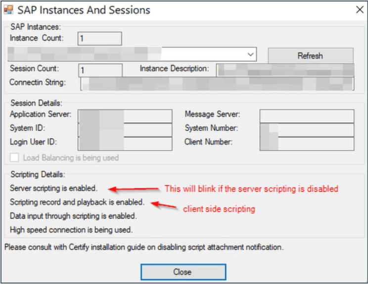 SAP Instances and Session Popup In SAP Learn